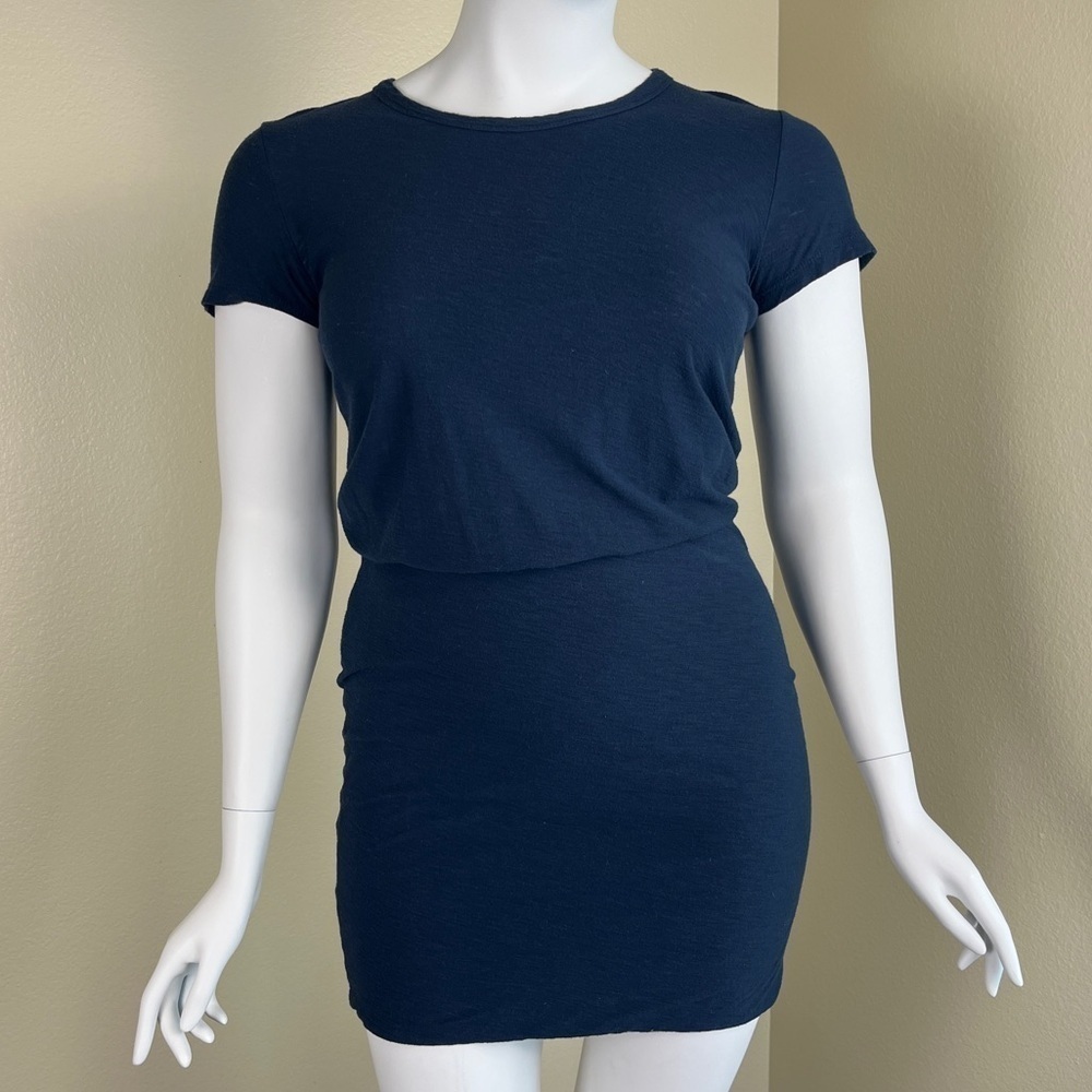 Standard James Perse Women’s Size 3 Blue Jersey Knit Blouson T-Shirt Mini Dress